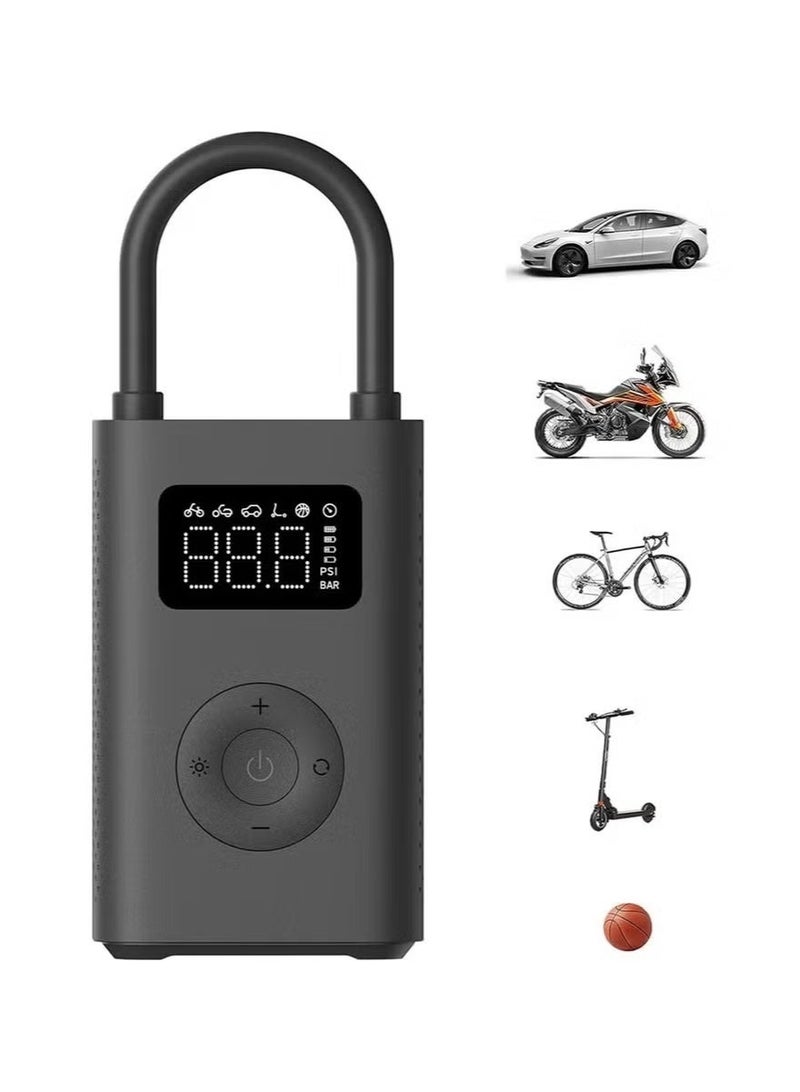 شاومي ضاغط هواء كهربائي محمول، مضخة هواء أوتوماتيكية ثنائية الأسطوانات، نفخ سريع بقوة 150 رطل لكل بوصة مربعة مع شاشة LCD مزدوجة للسيارات والدراجات الهوائية والنارية والكرات - أسود - Image 1